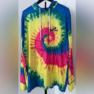Surf Style Retro Tie-Dye Sun Hoodie UPF 50+ | Men’s XL | Bright Spiral